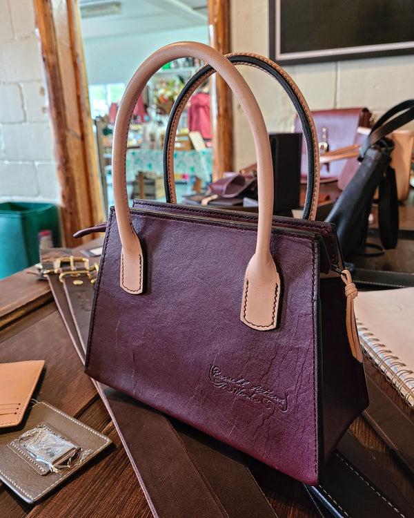 Custom Leather Handbag in Eggplant Purple