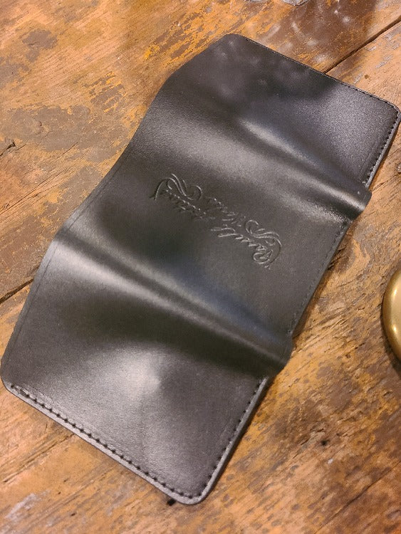 Black trifold wallet.