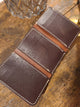 Brown leather trifold wallet