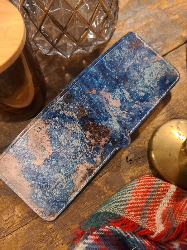 blue leather wallet