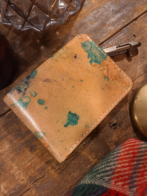 Custom dyed natural vachetta leather wallet