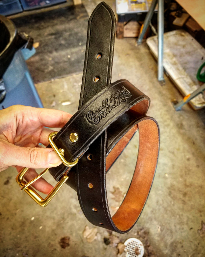 Custom black leather belt in Alpena, Michigan