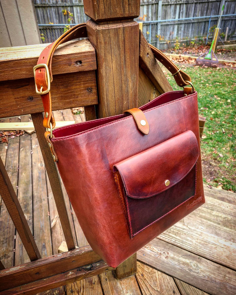 bespoke custom handmade leather tote bag cross-body purse